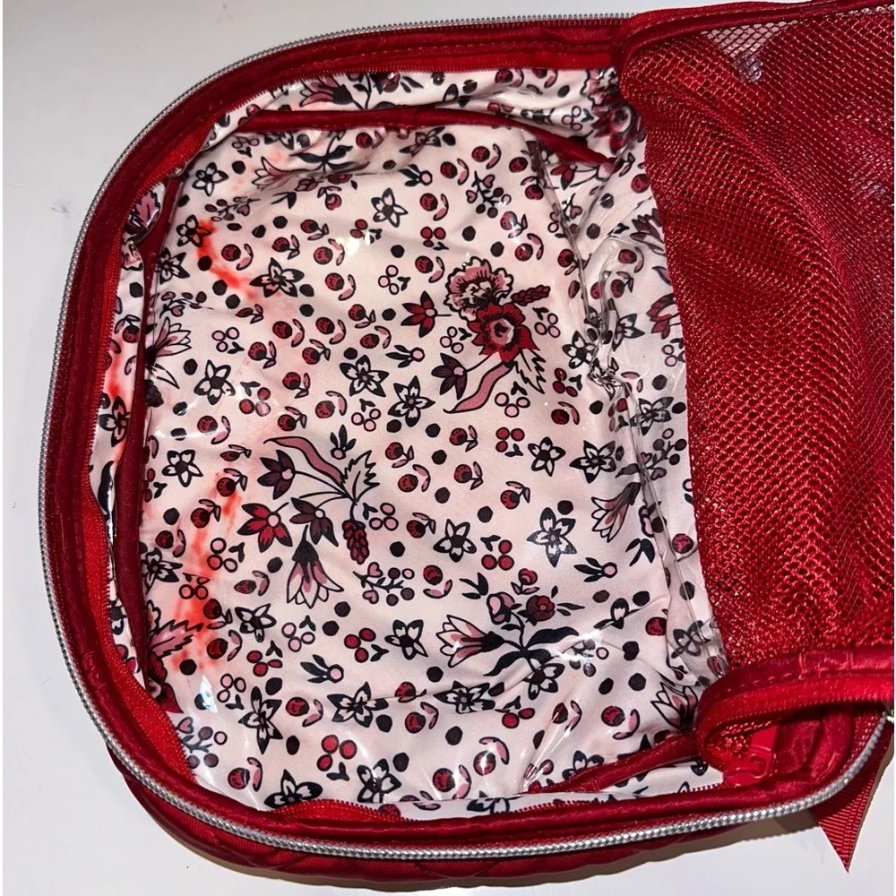 Vera Bradley Cardinal Red Lay Flat Cosmetic Organizer in Performance Twill